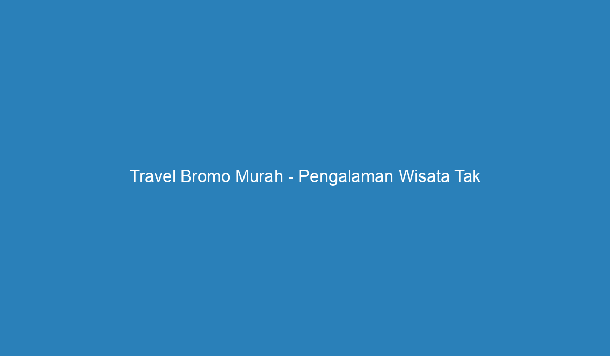 Travel Bromo Murah Pengalaman Wisata Tak Terlupakan Di Bromo